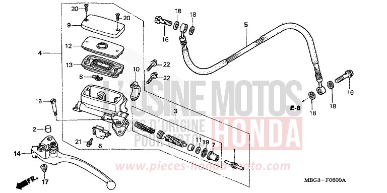HAUPTKUPPLUNGSZYLINDER von VFR800F MUTE BLACK METALLIC (NH359) von 1998