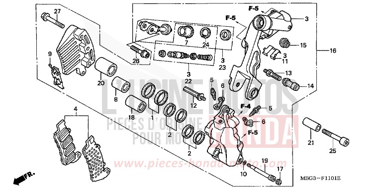 BREMSSATTEL, L. VORNE von VFR800F MUTE BLACK METALLIC (NH359) von 1998