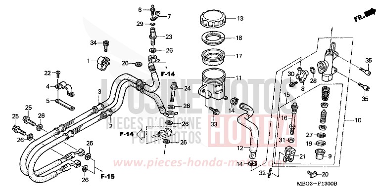 HAUPTBREMSZYLINDER, H. von VFR800F MUTE BLACK METALLIC (NH359) von 1998