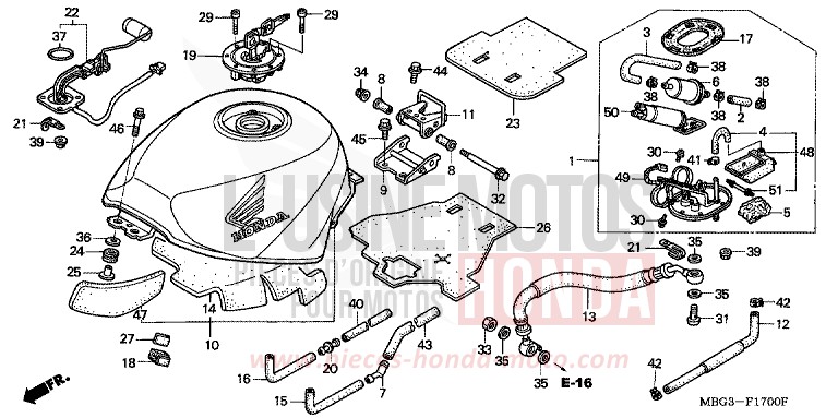 KRAFTSTOFFTANK von VFR800F MUTE BLACK METALLIC (NH359) von 1998