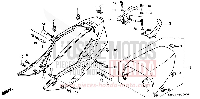WINDLAUF, HINTEN von VFR800F MUTE BLACK METALLIC (NH359) von 1998
