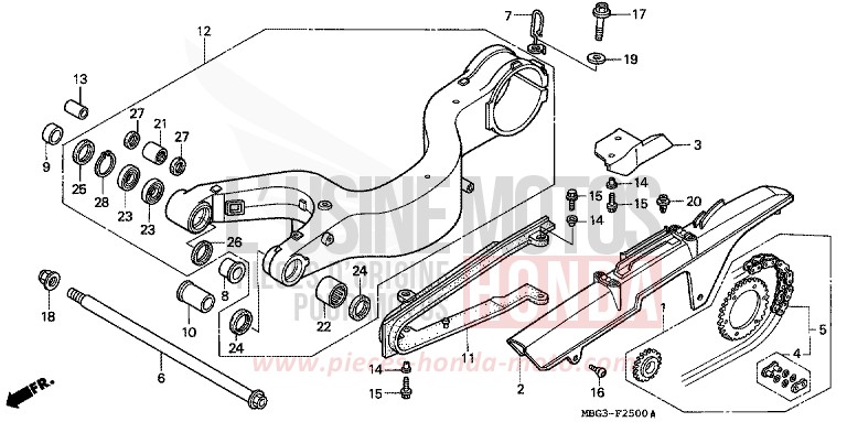 SCHWINGE von VFR800F MUTE BLACK METALLIC (NH359) von 1998