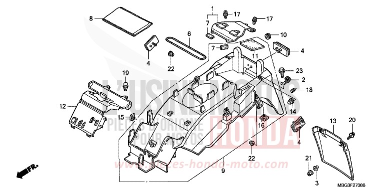 KOTFLUEGEL, HINTEN von VFR800F MUTE BLACK METALLIC (NH359) von 1998