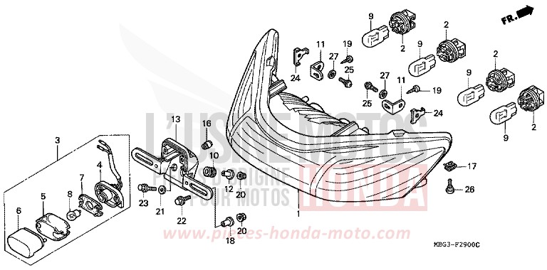 KOMBINATIONSLEUCHTE von VFR800F MUTE BLACK METALLIC (NH359) von 1998