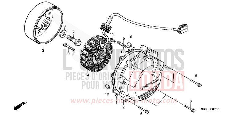 GENERATOR von VFR800F SPARKLING SILVER METALLIC (NH295) von 1998