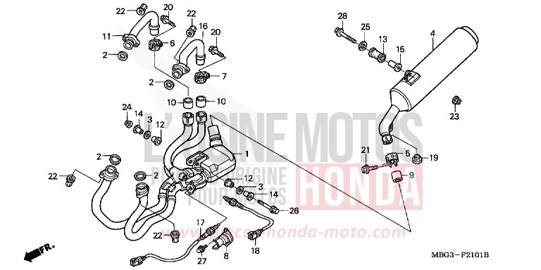 ABGAS-SCHALLDAEMPFER (VFR800FIY/1) von VFR800F SPARKLING SILVER METALLIC (NH295) von 1998