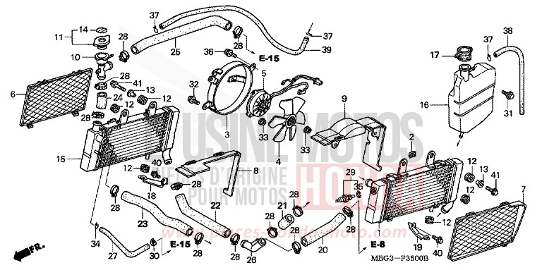 KUEHLER von VFR800F SPARKLING SILVER METALLIC (NH295) von 1998