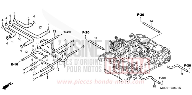 DROSSELKLAPPENGEHAEUSE (LEITUNGSNETZ) von VFR800F ITALIAN RED (R157) von 1999