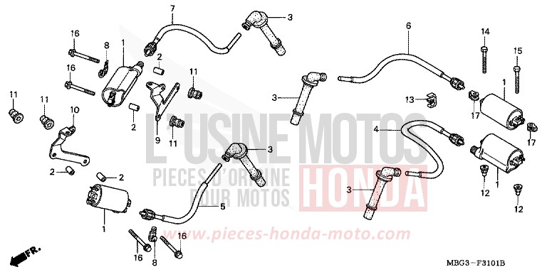 ZUENDSPULE von VFR800F ITALIAN RED (R157) von 1999