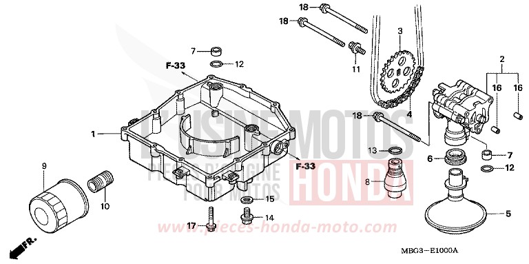 OELPUMPE von VFR800F ITALIAN RED (R157E) von 1999