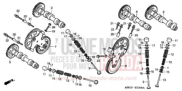 NOCKENWELLE/VENTIL von VFR800F PEARL PRISM BLACK (NH418) von 1999