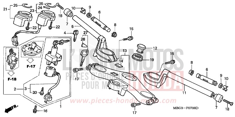 ROHRGRIFF/OBERE BRUECKE von VFR800F PEARL PRISM BLACK (NH418) von 1999