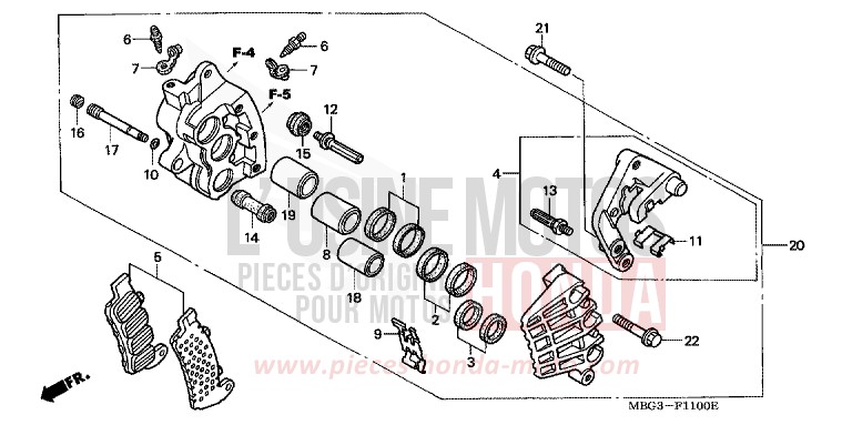 BREMSSATTEL, R. VORNE von VFR800F PEARL PRISM BLACK (NH418) von 1999