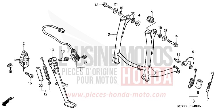 STAENDER von VFR800F PEARL PRISM BLACK (NH418) von 1999