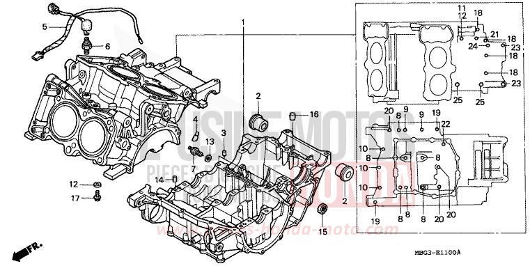 KURBELGEHAEUSE von VFR800F PEARL SHINING YELLOW (Y124) von 1999
