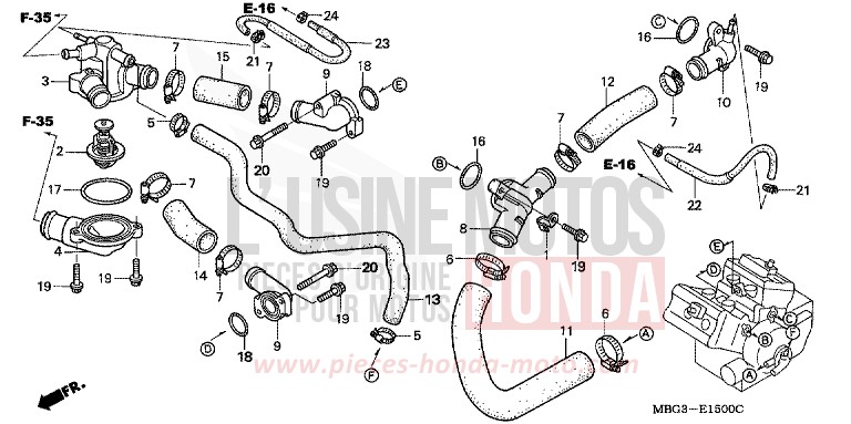 THERMOSTAT/WASSERROHR von VFR800F PEARL SHINING YELLOW (Y124) von 1999