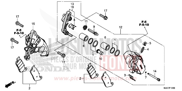 VORDERRAD-BREMSSATTEL von CBR650F GRAND PRIX RED (R380) von 2018