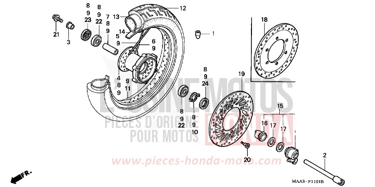 VORDERRAD (VT1100C2) von Shadow SCHWARZ (NH1G) von 1995