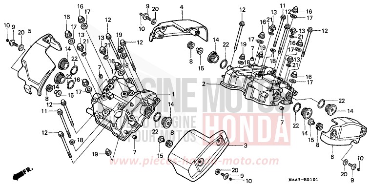ZYLINDERKOPFDECKEL (VT1100CV/CW/C2) von Shadow PEARL ROYAL MAGENTA (RP151A) von 1996