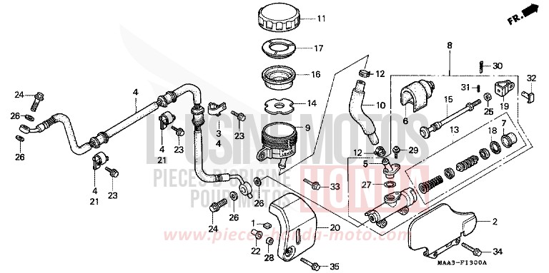HAUPTBREMSE, HINTEN ZYLINDER (VT1100C2) von Shadow PEARL ROYAL MAGENTA (RP151A) von 1996
