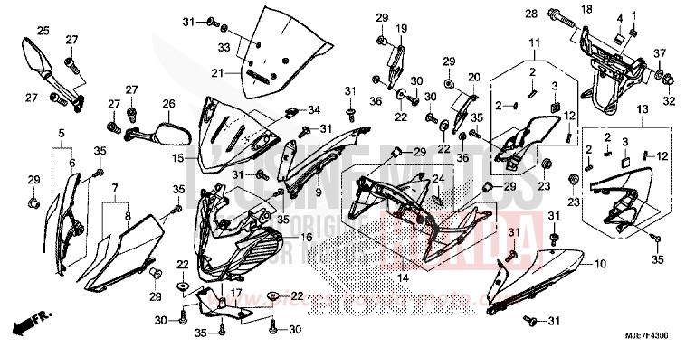 OBERER WINDLAUF von CBR650F GRAND PRIX RED (R380) von 2018