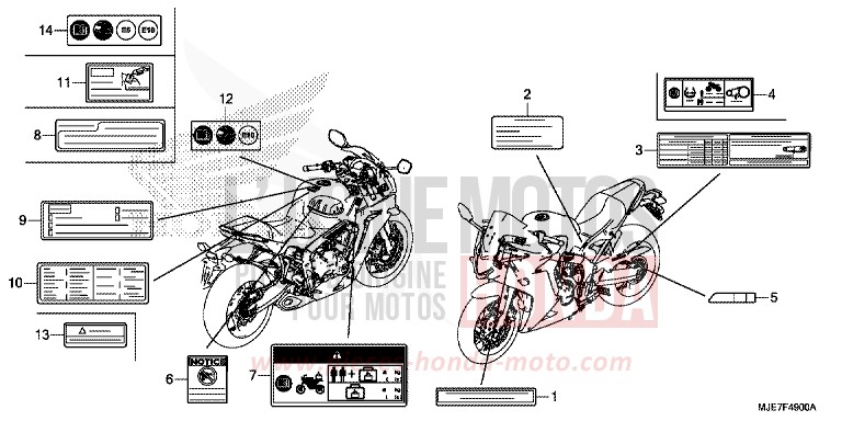 WARNETIKETT von CBR650F GRAND PRIX RED (R380) von 2018
