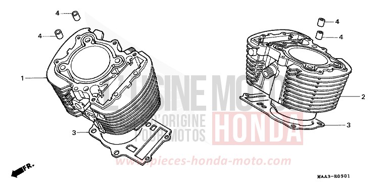ZYLINDER (VT1100CV/CW/C2) von Shadow REARL SEDONA RED (R223Q) von 1997