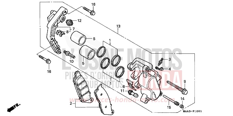 VORDERRAD-BREMSSATTEL (VT1100C2) von Shadow SCHWARZ (NH1G) von 1998