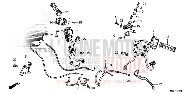 HEBELGRIFF/SCHALTER/KABEL von CBR650F MAT GUNPOWDER BLACK METALLIC (NH436) von 2018