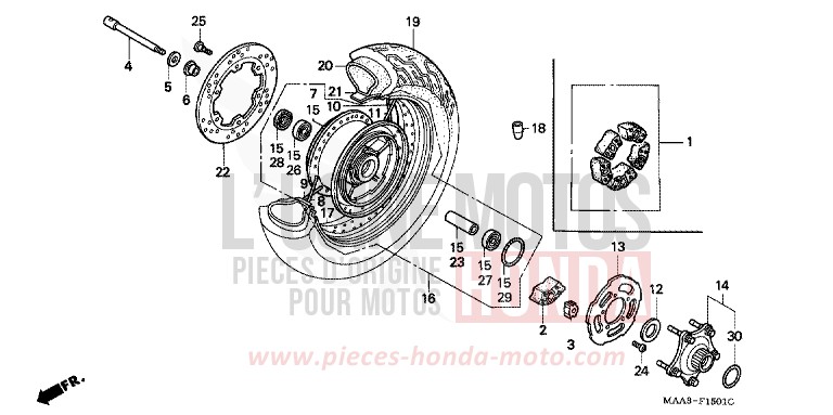 HINTERRAD (VT1100C2) von Shadow REARL SEDONA RED (R223U) von 1998