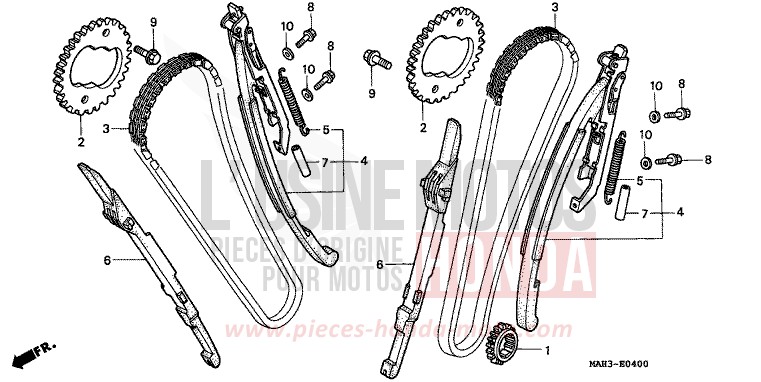NOCKENWELLENKETTE/SPANNVORRICHTUNG von Shadow REARL SEDONA RED (R223) von 1999