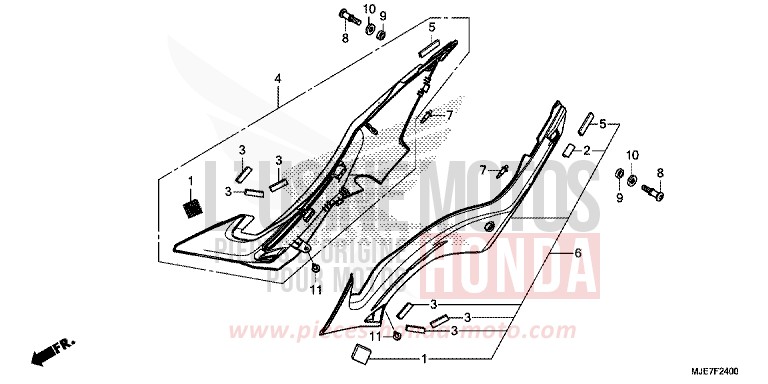 SEITENABDECKUNG von CBR650F MAT GUNPOWDER BLACK METALLIC (NH436) von 2018