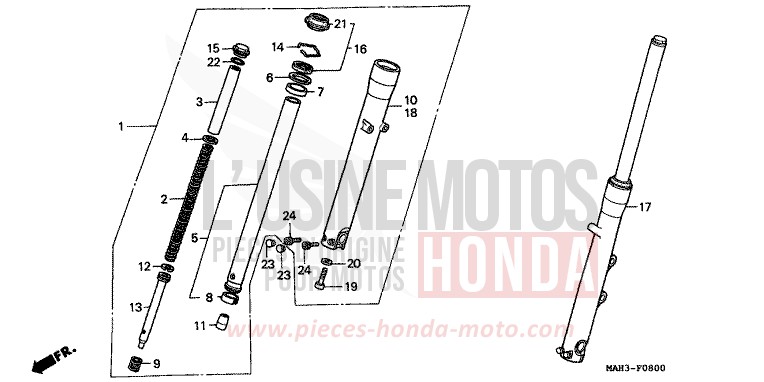 GABEL, VORNE von Shadow REARL SEDONA RED (R223) von 1999