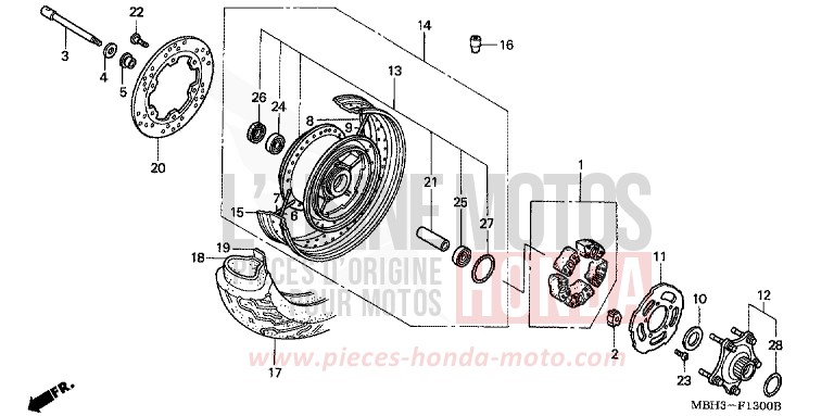 HINTERRAD von Shadow REARL SEDONA RED (R223E) von 1999
