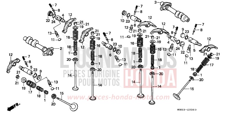 NOCKENWELLE/VENTIL von Shadow CANDY WINE BERRY RED-U (R114) von 1988