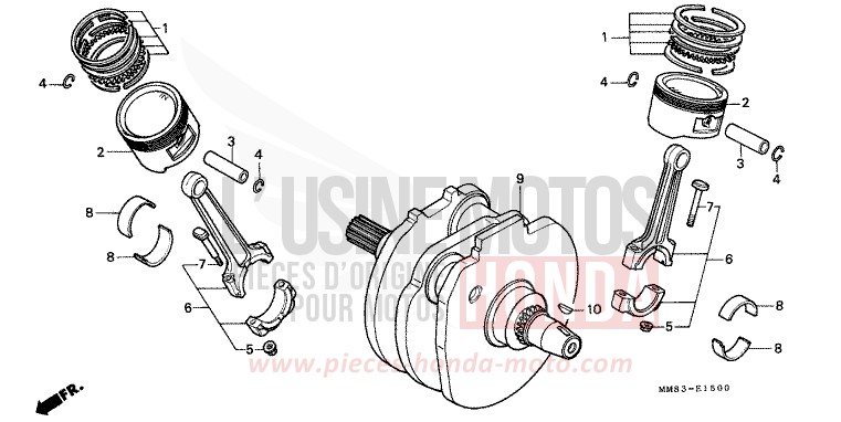 KURBELWELLE/KOLBEN von Shadow CANDY WINE BERRY RED-U (R114) von 1988