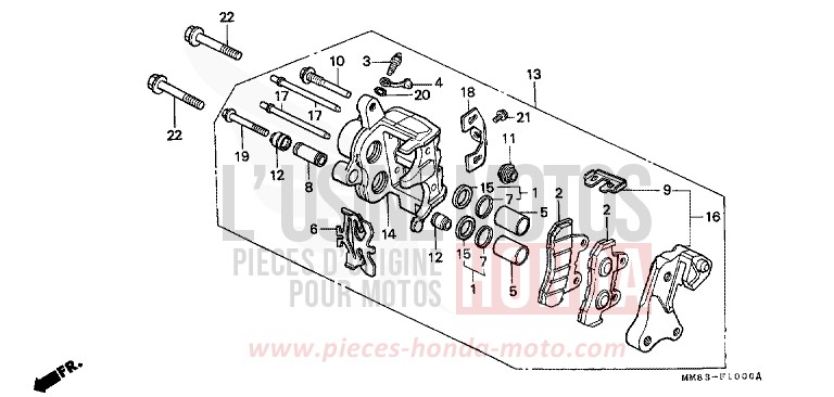 VORDERRAD-BREMSSATTEL (VT1100CH/CJ/CN/CP) von Shadow PEARL ATLANTIS BLUE (B142AA) von 1988