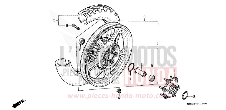 HINTERRAD von Shadow PEARL ATLANTIS BLUE (B142AA) von 1988