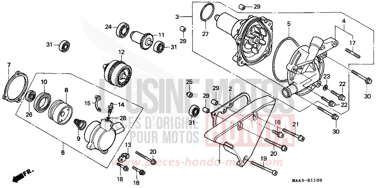 WASSERPUMPE (VT1100CS/CT) von Shadow CANDY SPECTRA RED (R176BA) von 1995