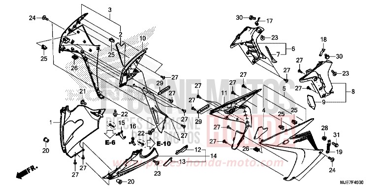 MITTLERER WINDLAUF/UNTERER WINDLAUF von CBR650F SWORD SILVER METALLIC (NHA95) von 2018