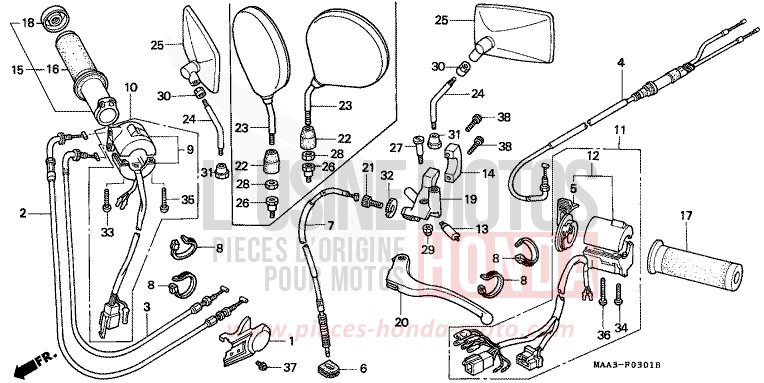 SCHALTER/KABEL (VT1100CV/CW/C2) von Shadow SCHWARZ (NH1G) von 1995