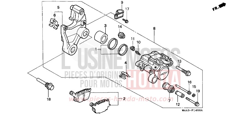 HINTERRAD-BREMSSATTEL (VT1100C2) von Shadow SCHWARZ (NH1K) von 1995
