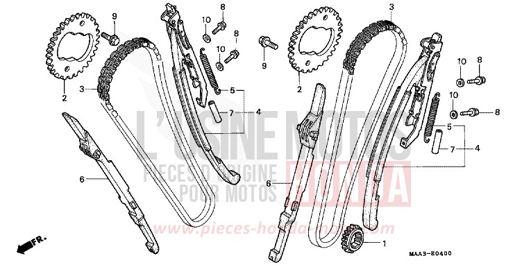 NOCKENWELLENKETTE/SPANNVORRICHTUNG von Shadow PEARL HOD ROD YELLOW (Y130A) von 1997