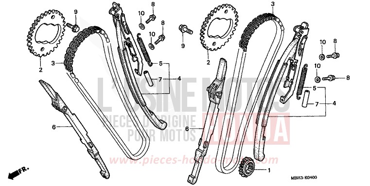 NOCKENWELLENKETTE/SPANNVORRICHTUNG von Shadow REARL SEDONA RED (R223E) von 1999