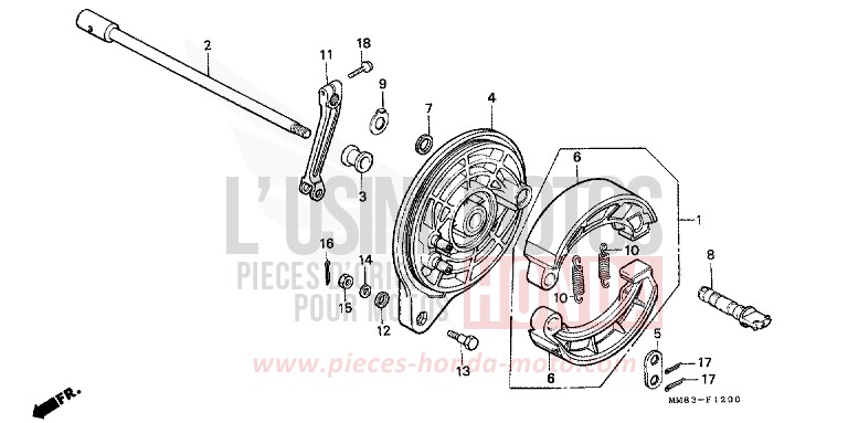 BREMSPLATTE, HINTEN von Shadow CANDY WINE BERRY RED-U (R114) von 1988