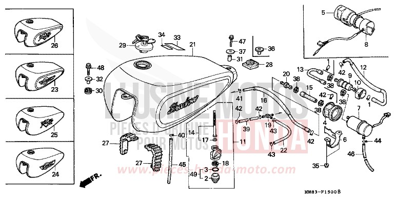 KRAFTSTOFFTANK/KRAFTSTOFFPUMPE von Shadow PEARL ATLANTIS BLUE (B142AA) von 1988