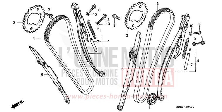 NOCKENWELLENKETTE/SPANNVORRICHTUNG von Shadow PEARL ATLANTIS BLUE (B142AA) von 1994