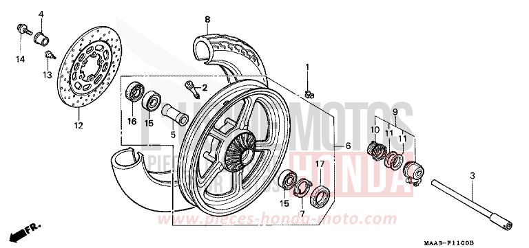 VORDERRAD (VT1100C) von Shadow CANDY SPECTRA RED (R176BA) von 1995