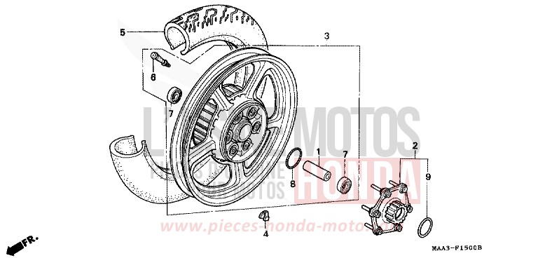 HINTERRAD (VT1100C) von Shadow CANDY SPECTRA RED (R176BA) von 1995