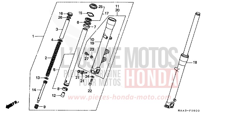 GABEL, VORNE (VT1100C) von Shadow PEARL ATLANTIS BLUE (B142AA) von 1995
